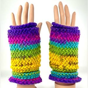 Hand Knitted Women’s Fingerless Mittens Gloves for Driving Texting